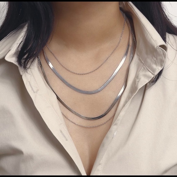 Layered Silver Necklace - Picture 4 of 8